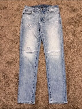 American Eagle Jeans Mens 30x30 Blue Skinny Distressed Denim Light Wash Logo